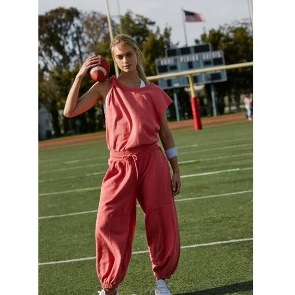 Free People Movement Throw and Go Onesie Sweatshirt Jumpsuit Salmon Sz L - Picture 15 of 16